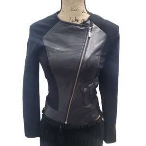 Barbour moto leather asymmetrical zip metal leather jacket size 4